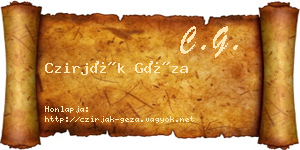 Czirják Géza névjegykártya
